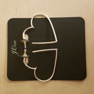 SOLD - NWT J. Crew Silver Heart Shaped Hoops